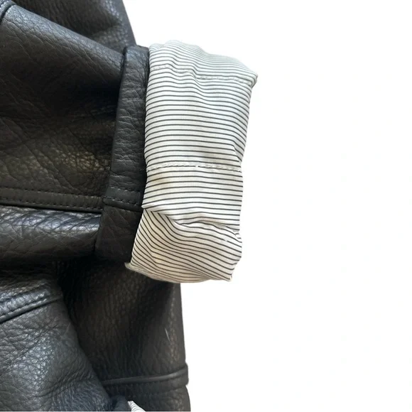 Wilsons Alan Black Leather Grunge Motorcycle Jacket With Removable Hood Size L - Picture 8 of 15